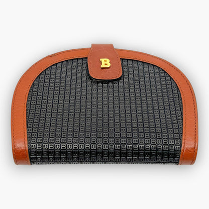 BALLY Vintage Coin Purse Wallet Leather Brown Black B Logo Made in Italy Compact