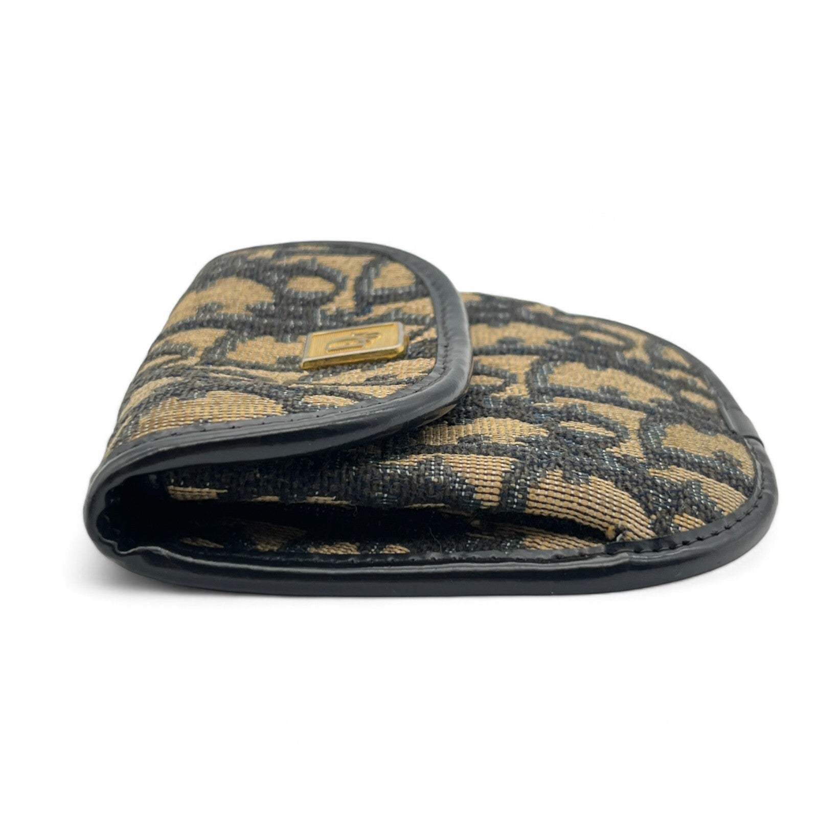 Christian Dior Trotter Canvas Leather Coin Purse Compact Wallet