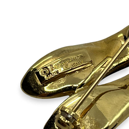 Salvatore Ferragamo Earrings and Ballet Flats Brooch Set w/ Box Dust Bag