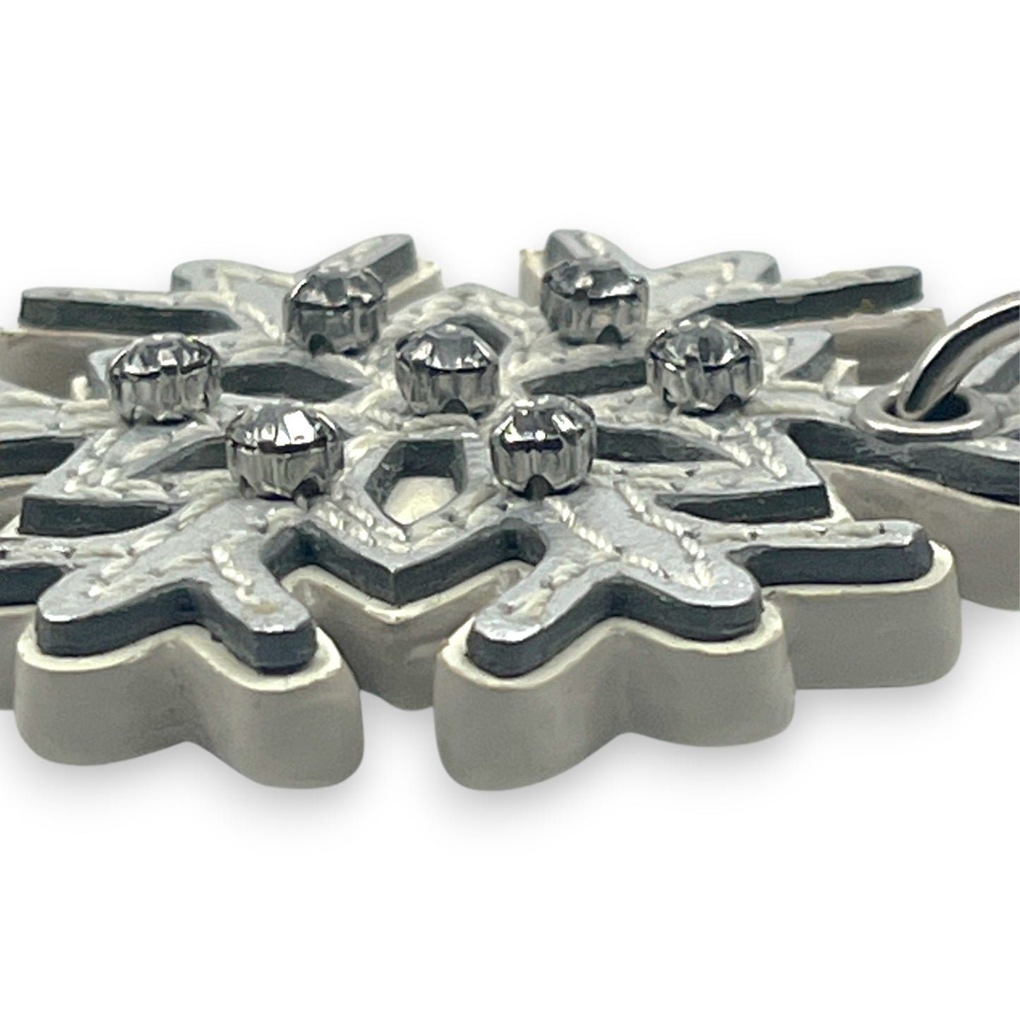 Coach Snowflake Keychain Bag Charm in Silver with Rhinestone