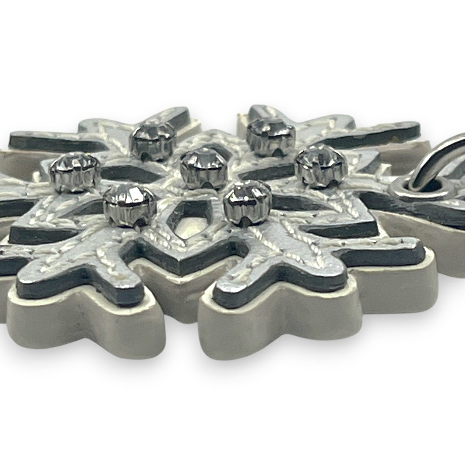 Coach Snowflake Keychain Bag Charm in Silver with Rhinestone