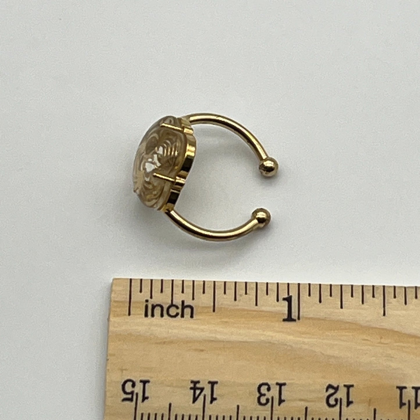 Louis Vuitton Monogram Flower Resin Ring Gold Tone Size US 3.5 (Japan 5) Pinky