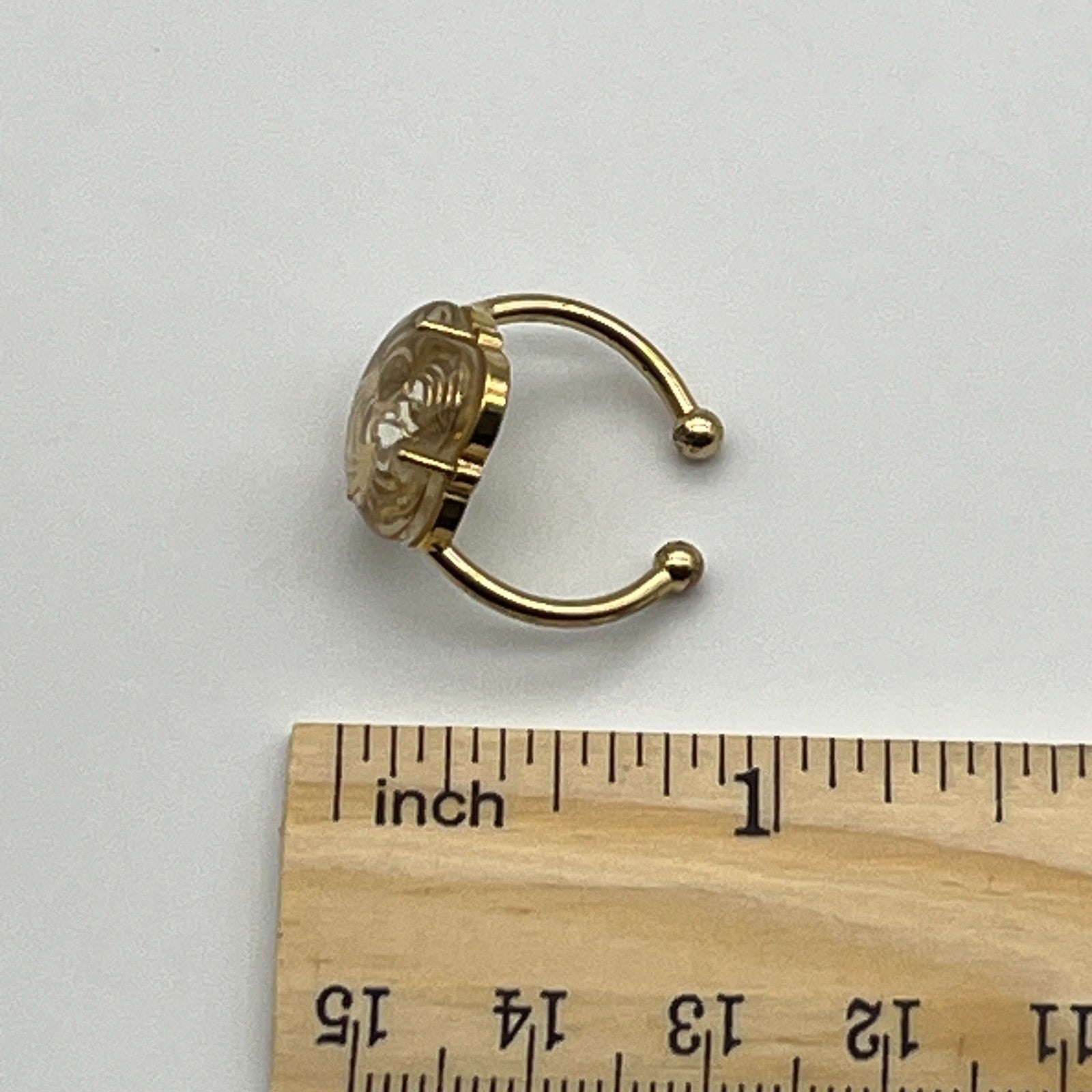 Louis Vuitton Monogram Flower Resin Ring Gold Tone Size US 3.5 (Japan 5) Pinky