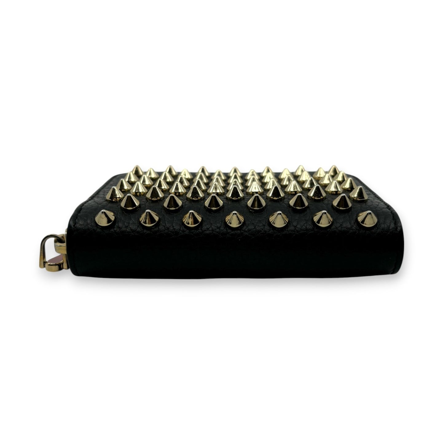 Christian Louboutin Panettone Black Leather Zip Wallet w/ Spikes Box Dust Bag