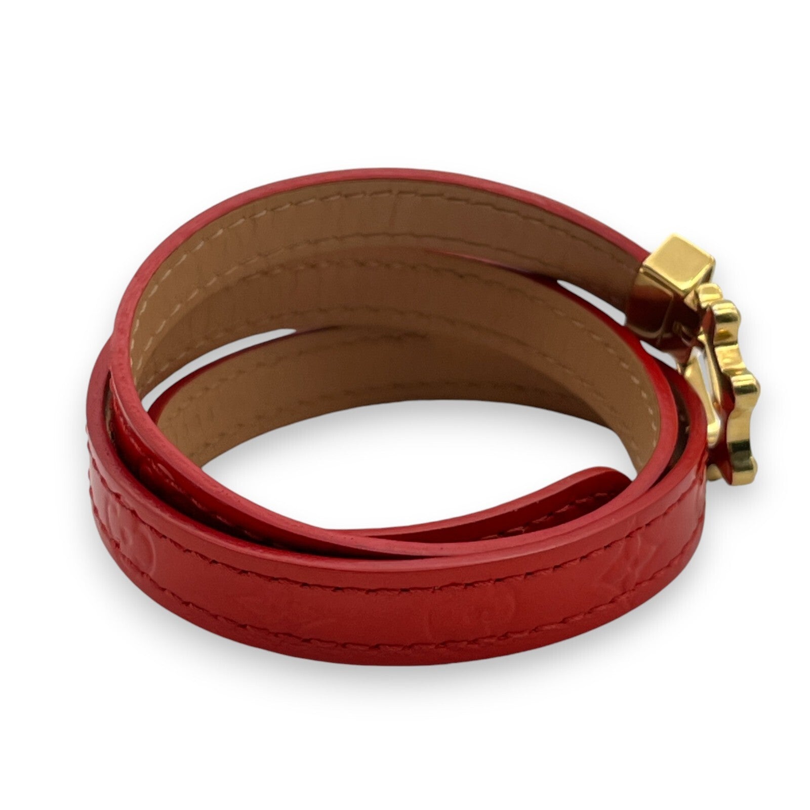 Louis Vuitton Monogram Vernis Triple Tour Bracelet Red
