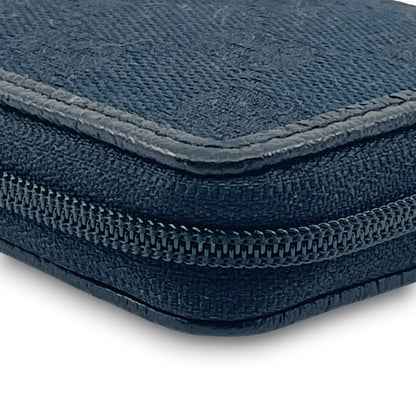 Gucci GG Canvas Coin Purse Black Leather Trim Compact w/ Box