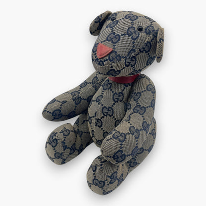 Gucci GG Monogram Canvas Teddy Bear Plush Doll Beige Navy
