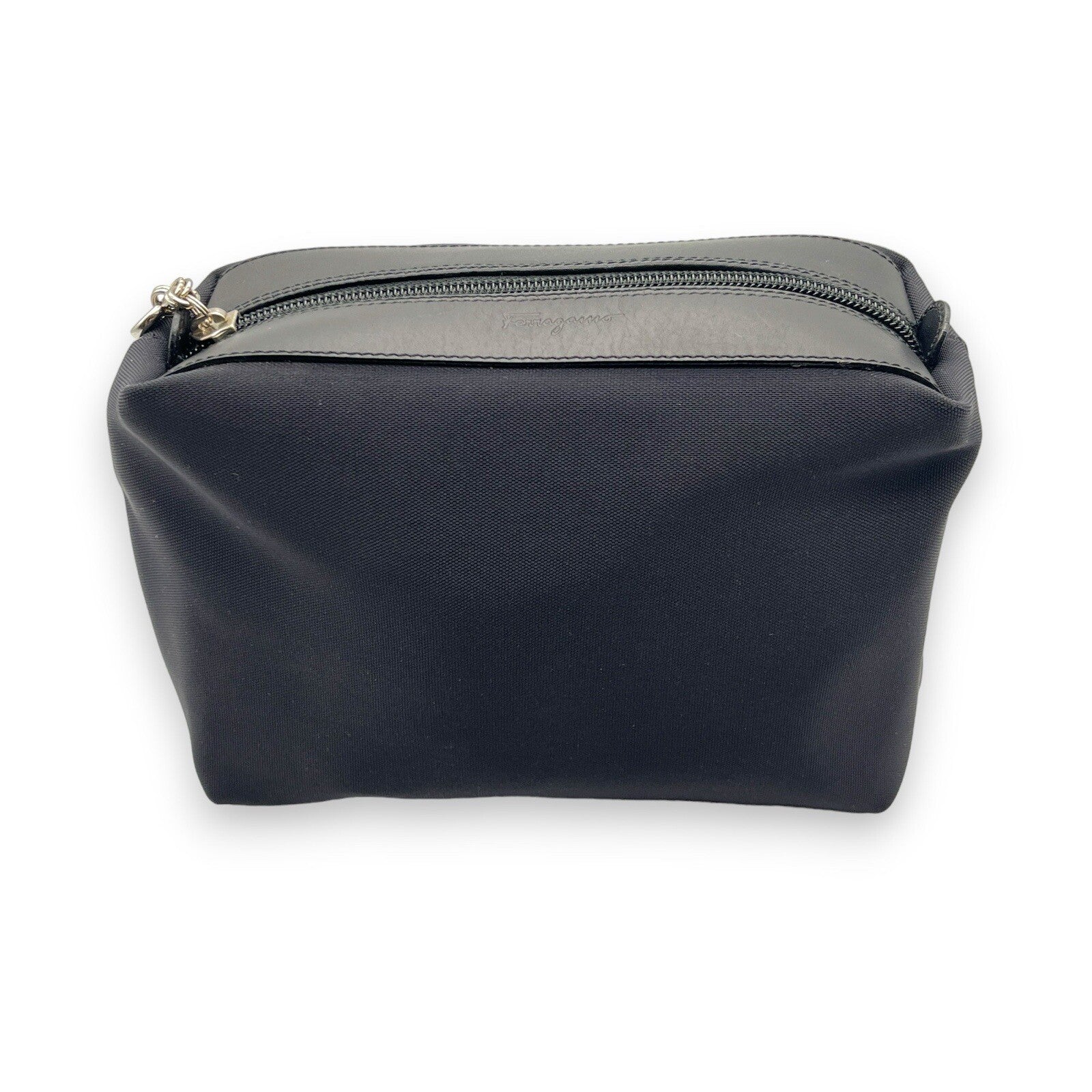 Salvatore Ferragamo Fabric and Leather Pouch in Black