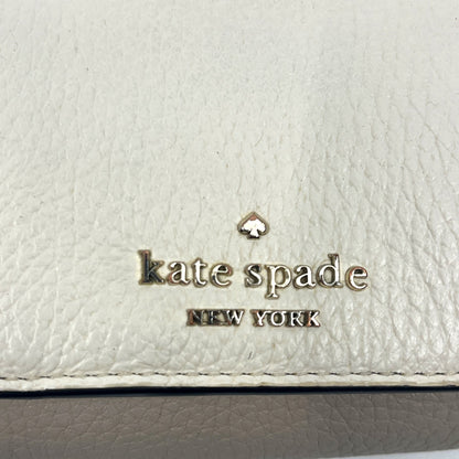 Kate Spade Off White Beige Leather Trifold Wallet Compact Zip Coin Purse