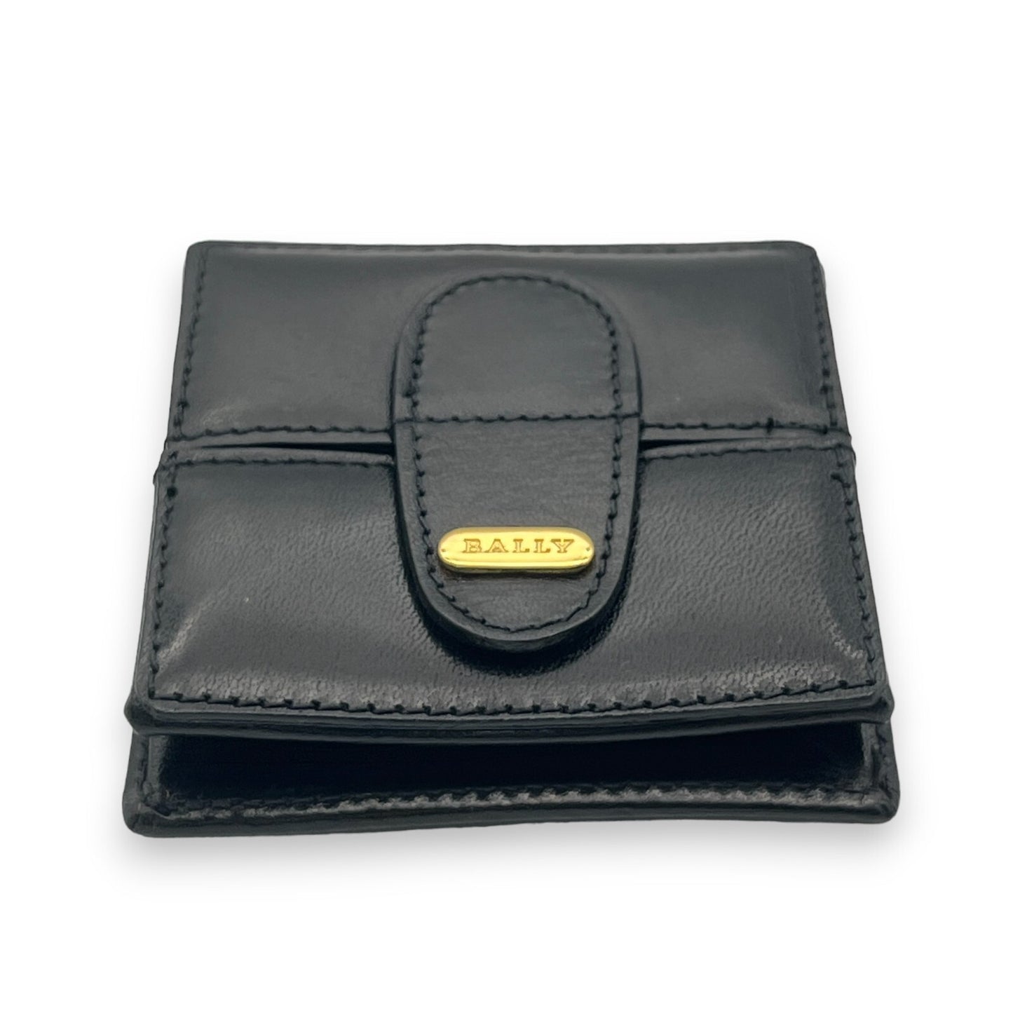Bally Logo Plated Leather Coin Purse Wallet in Black