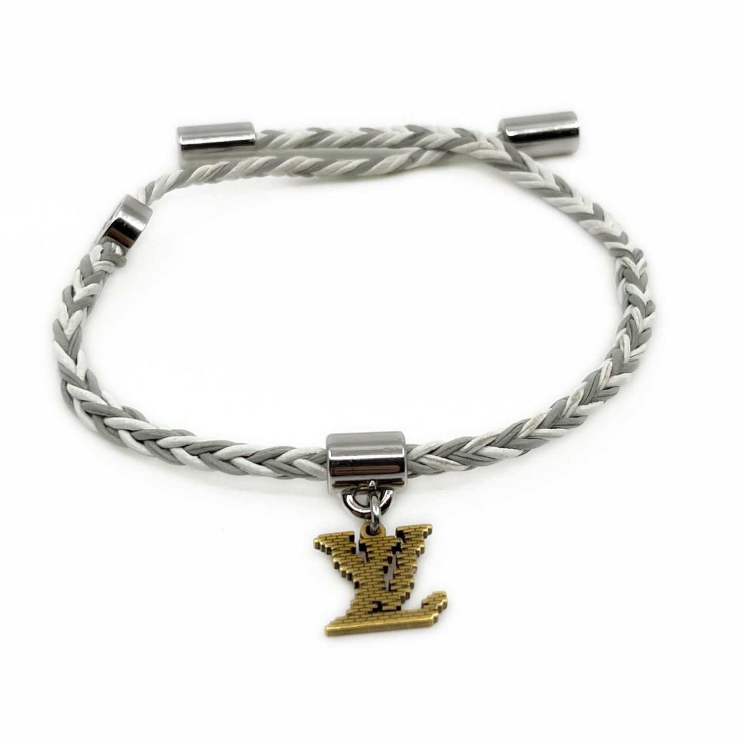Louis Vuitton Friendship Accessories Leather Bracelet White and Gray MP225E