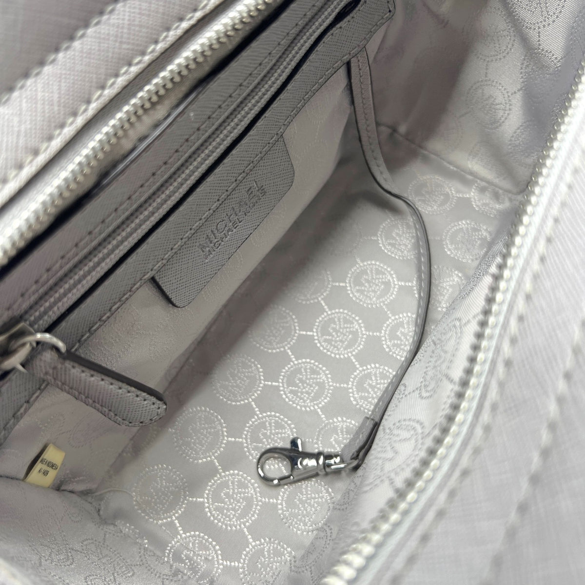 MICHAEL KORS Saffiano Leather Shoulder Bag Gray Crossbody Medium