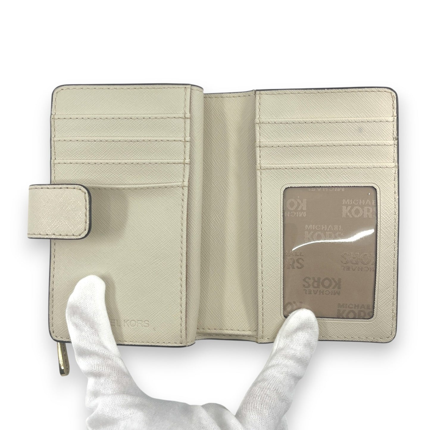 Michael Kors White Leather Compact Bifold Wallet