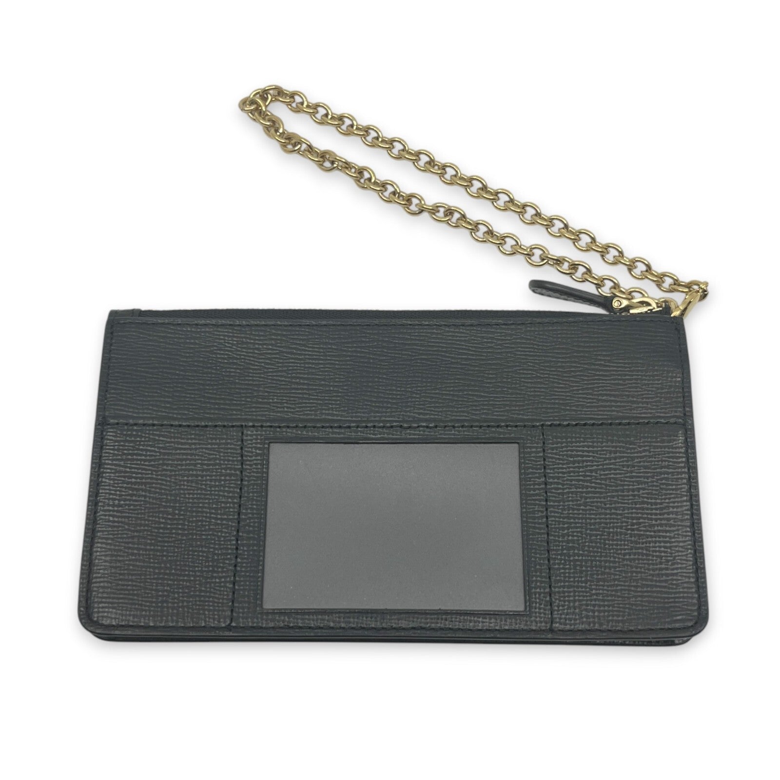 Bally Mandy Leather Chain Card Wallet Black with Box and Dust Cloth