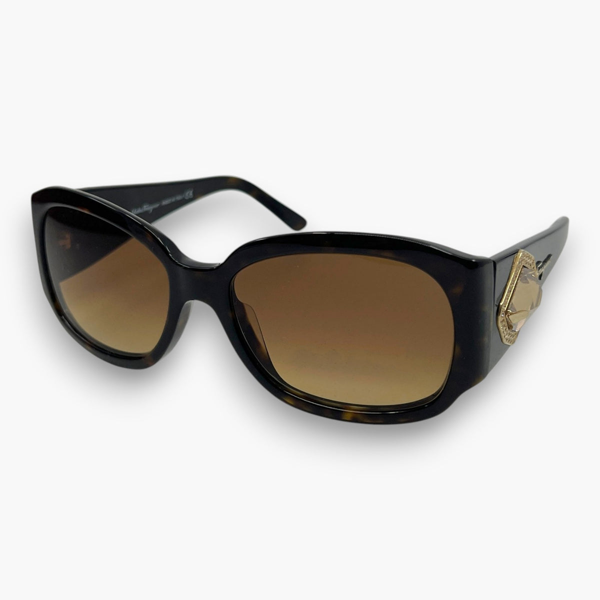 Ferragamo Rhinestone Sunglasses Brown Tortoise 2146-B W/ Case Box