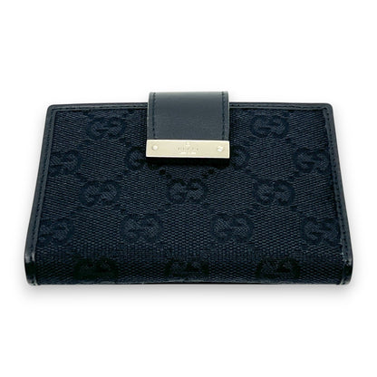 Gucci GG Canvas Card Holder Navy with Matching Leather Trim w/ Box