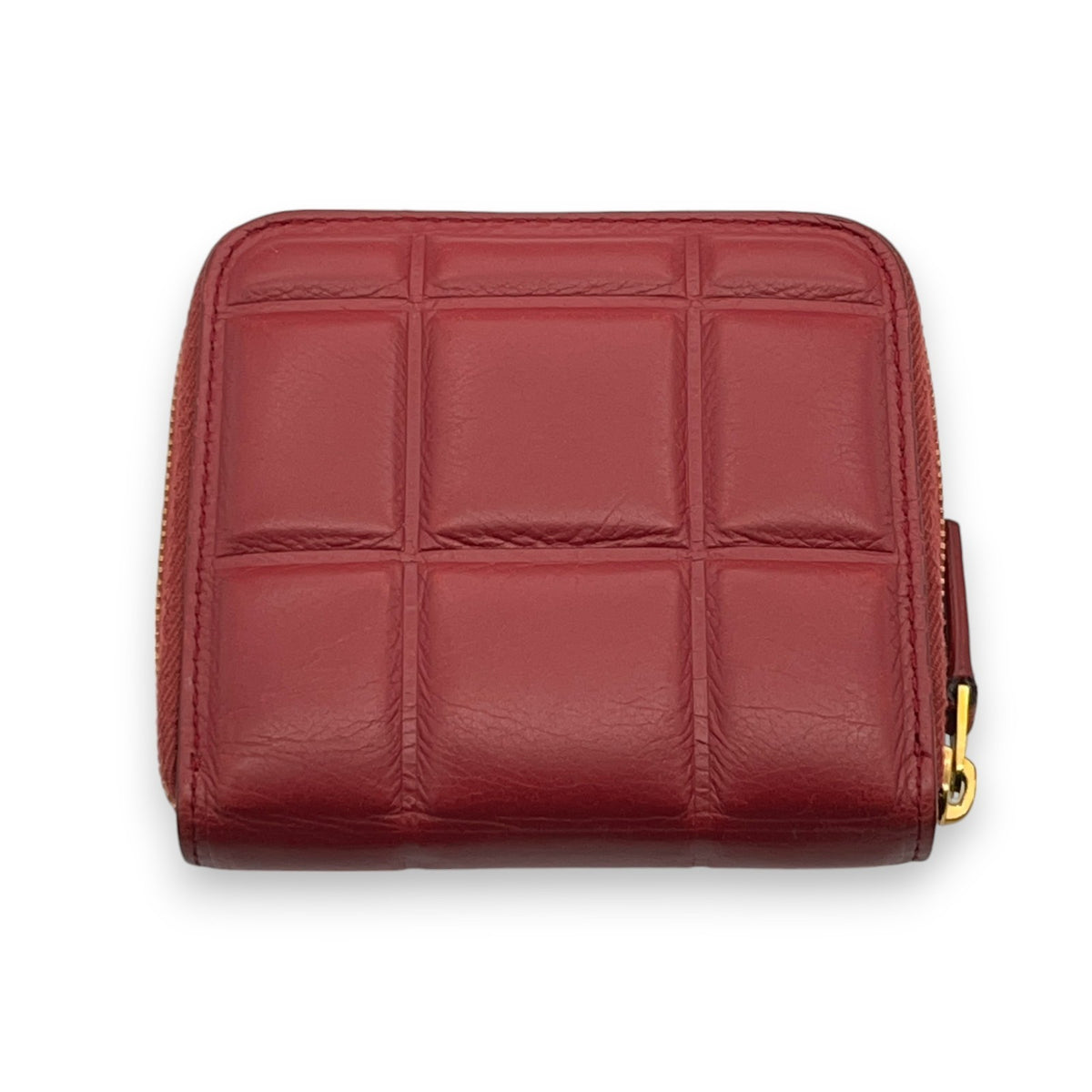 Bottega Veneta Padded Paper Calf Mini Wallet Burgundy Red Zipper