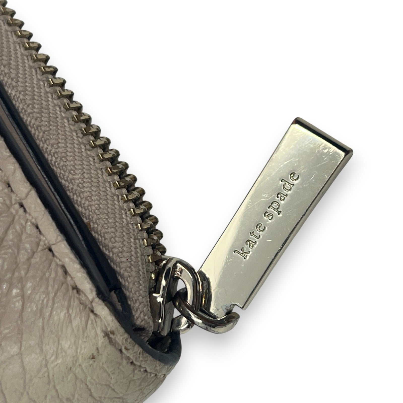 Kate Spade Off White Beige Leather Trifold Wallet Zip Coin Purse