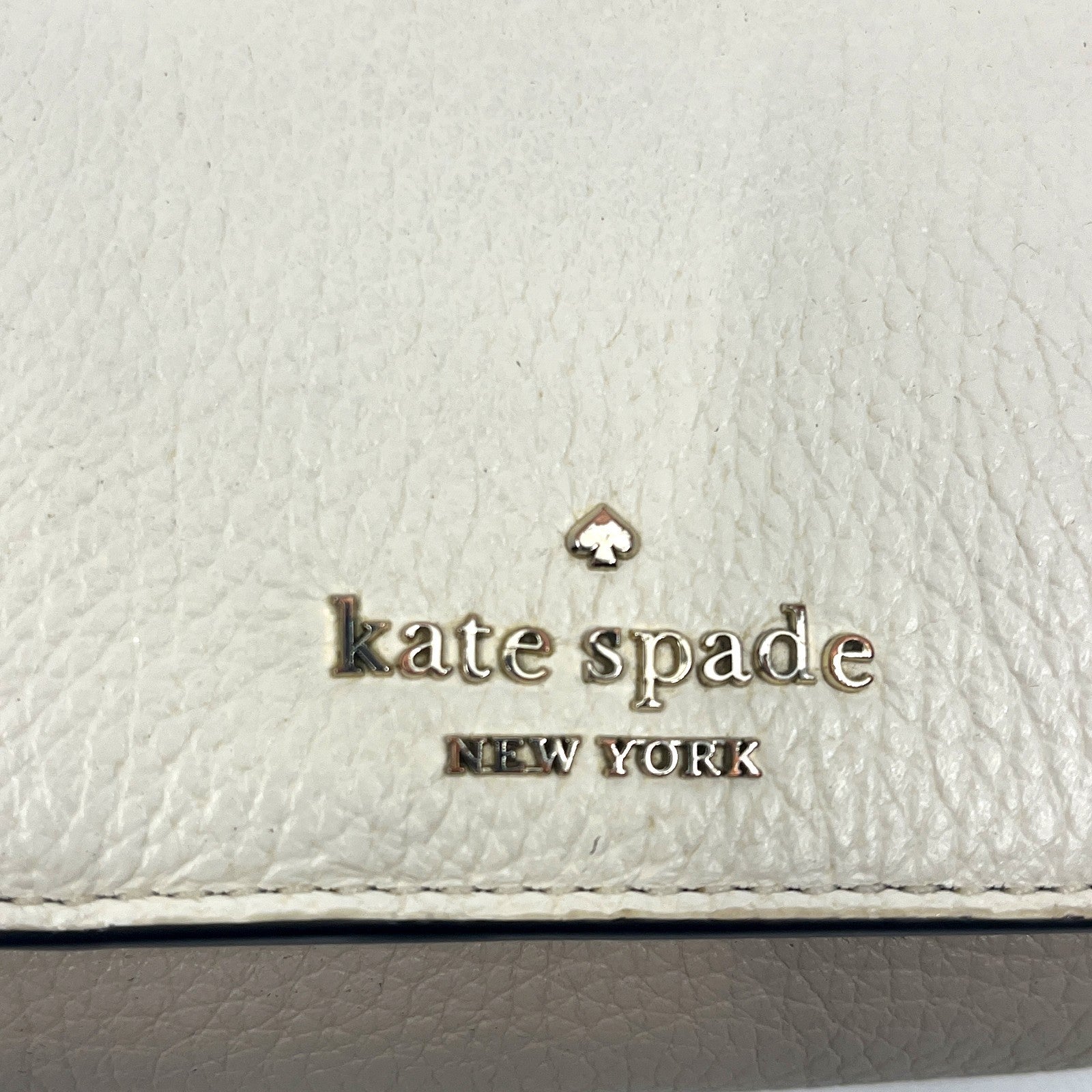 Kate Spade Off White Beige Leather Trifold Wallet Zip Coin Purse