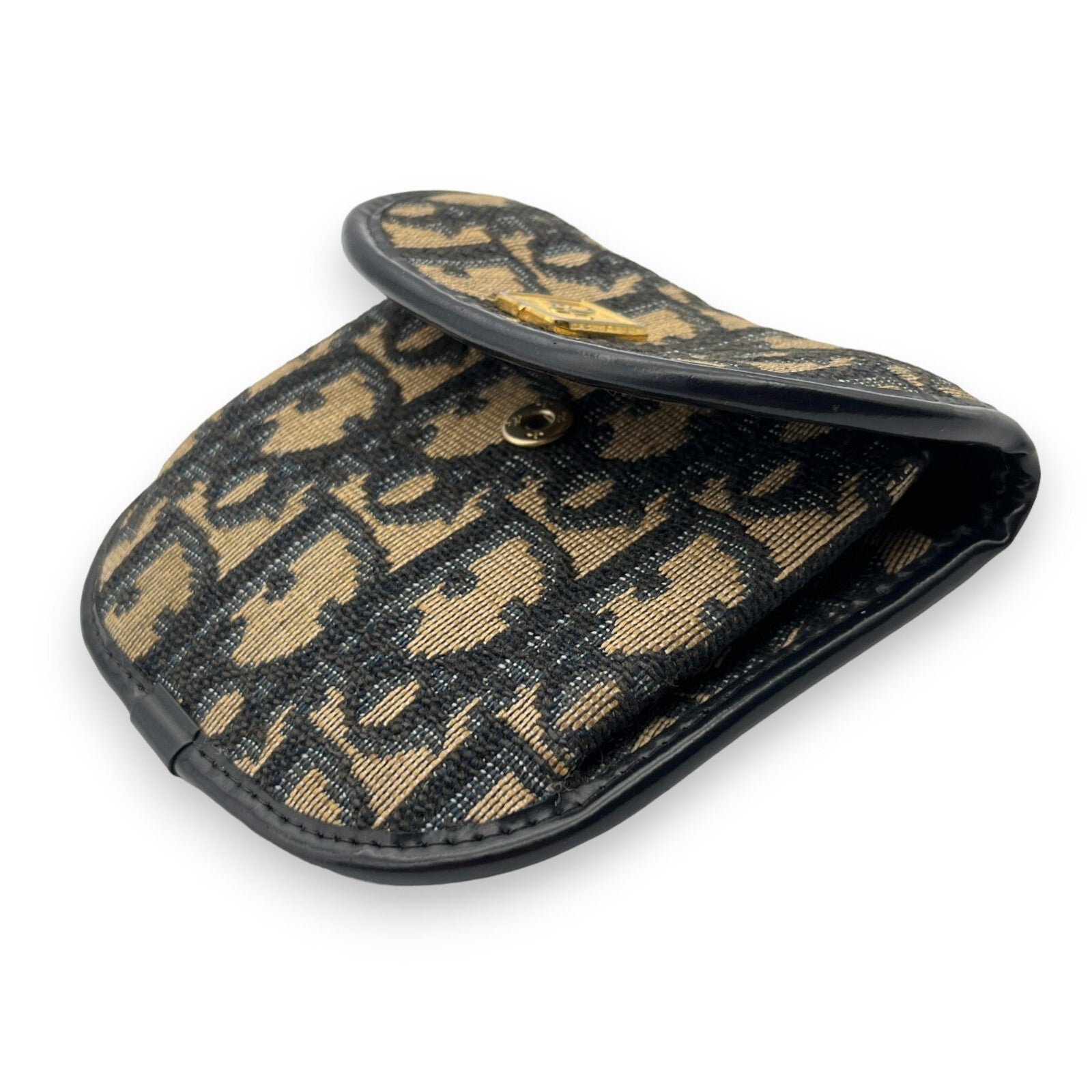 Christian Dior Trotter Canvas Leather Coin Purse Compact Wallet