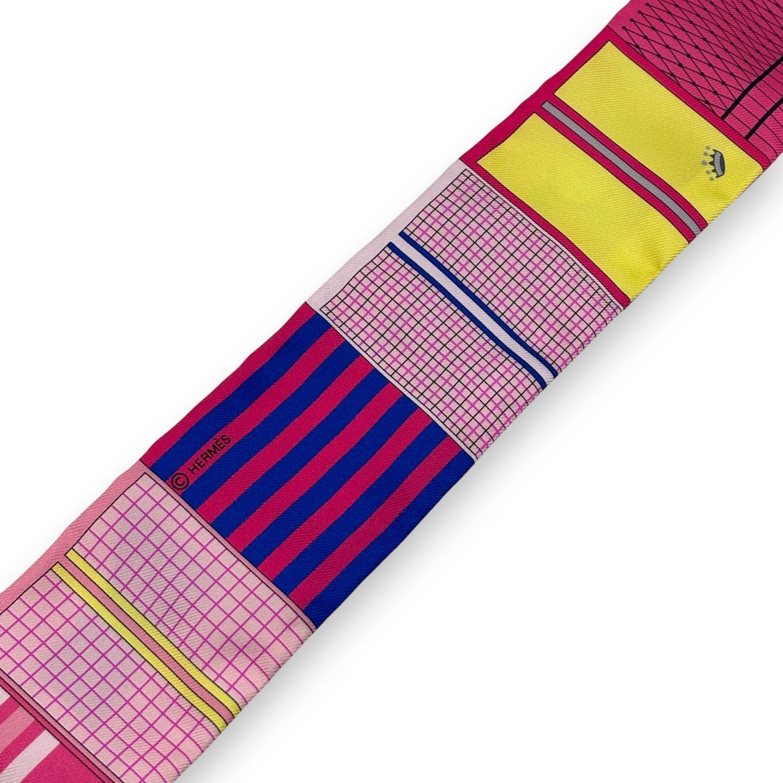 Hermès Twilly Silk Scarf Pink Horses Print 100% Silk with Box