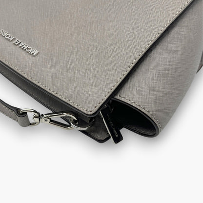 MICHAEL KORS Saffiano Leather Shoulder Bag Gray Crossbody Medium