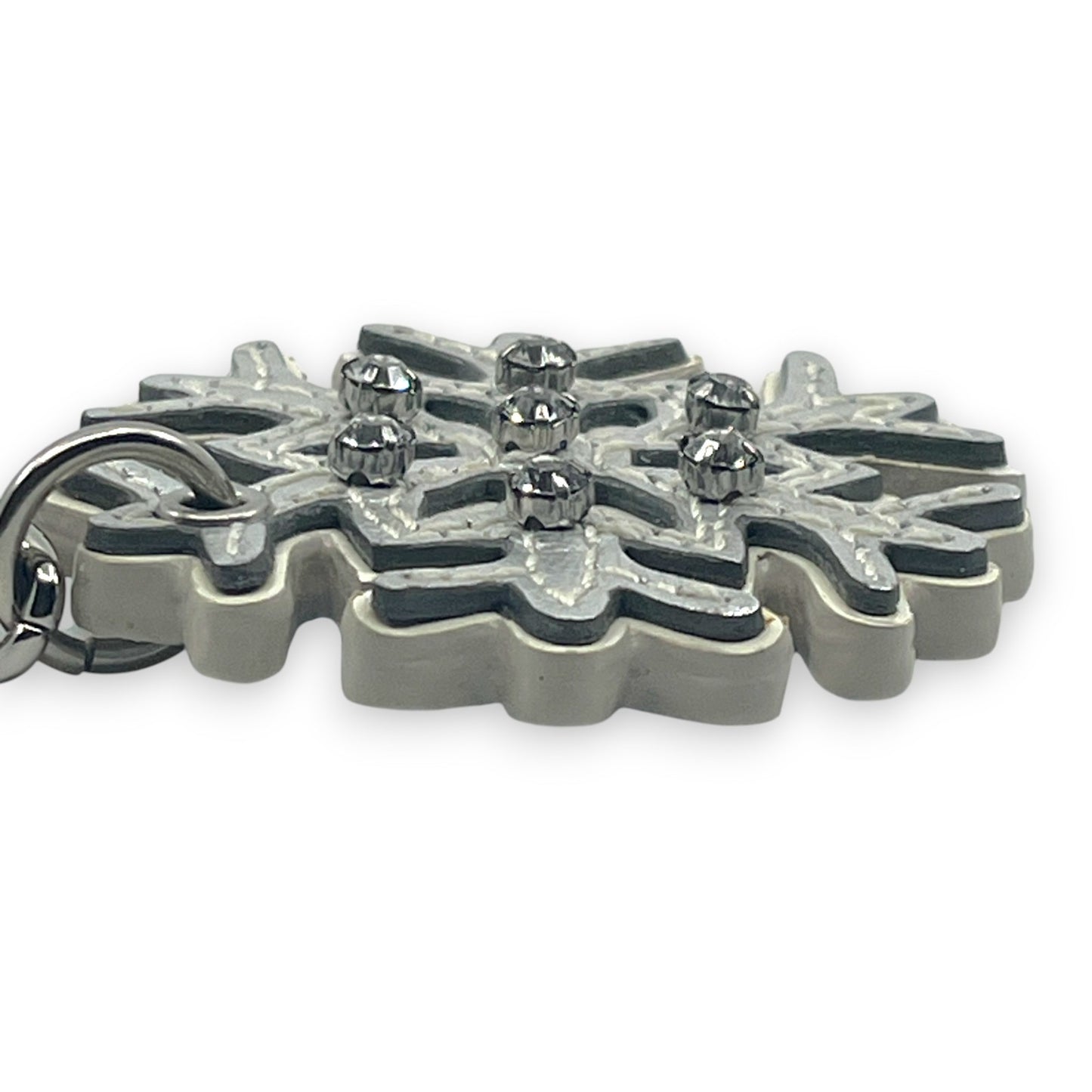 Coach Snowflake Keychain Bag Charm in Silver with Rhinestone