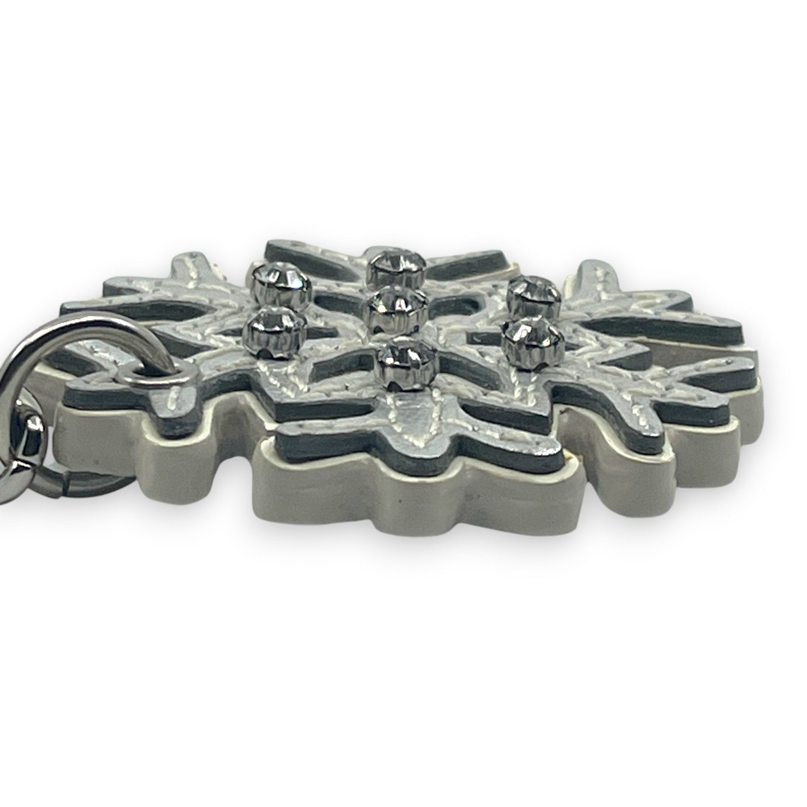 Coach Snowflake Keychain Bag Charm in Silver with Rhinestone