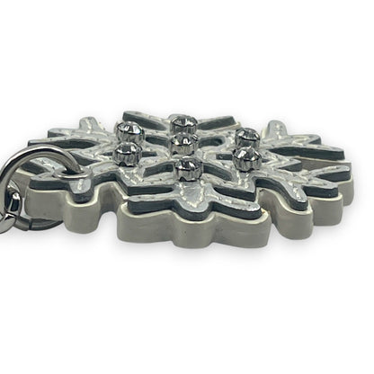 Coach Snowflake Keychain Bag Charm in Silver with Rhinestone