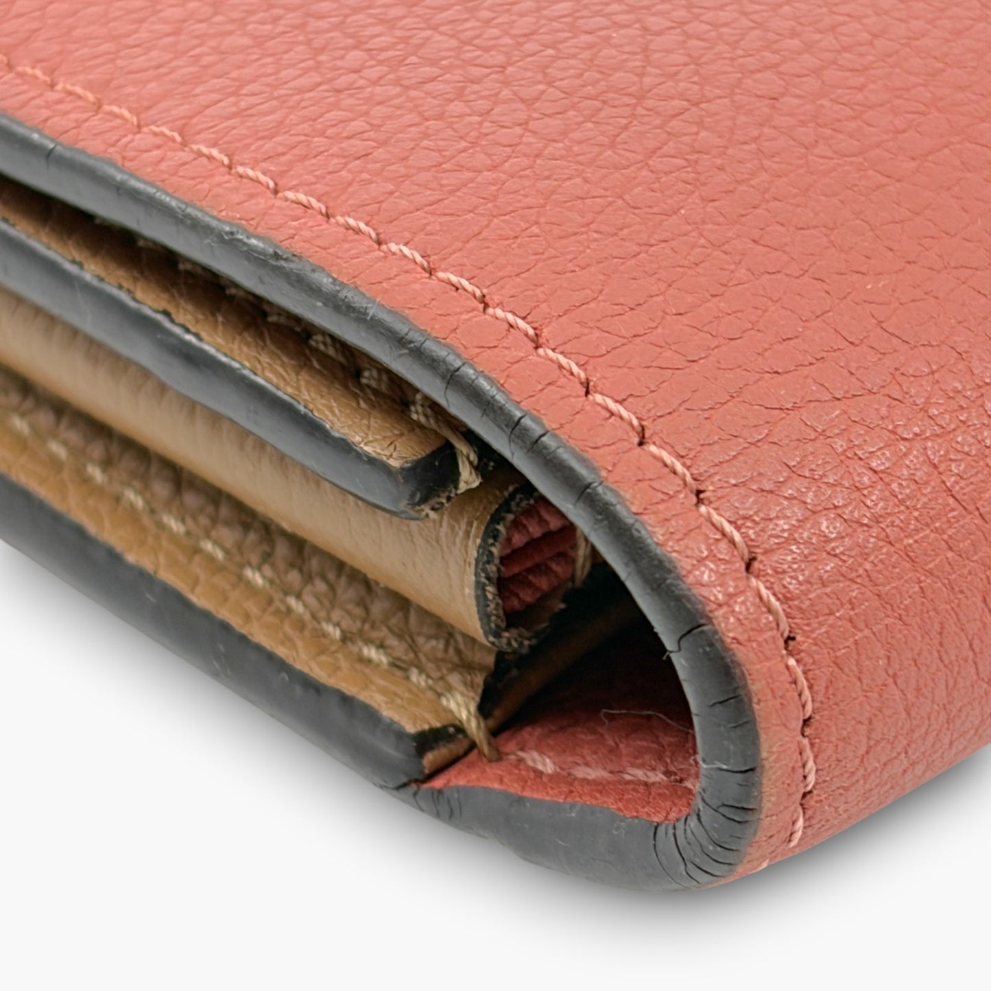 Louis Vuitton Portefeuille Lockme II Long Wallet Pink Beige Leather