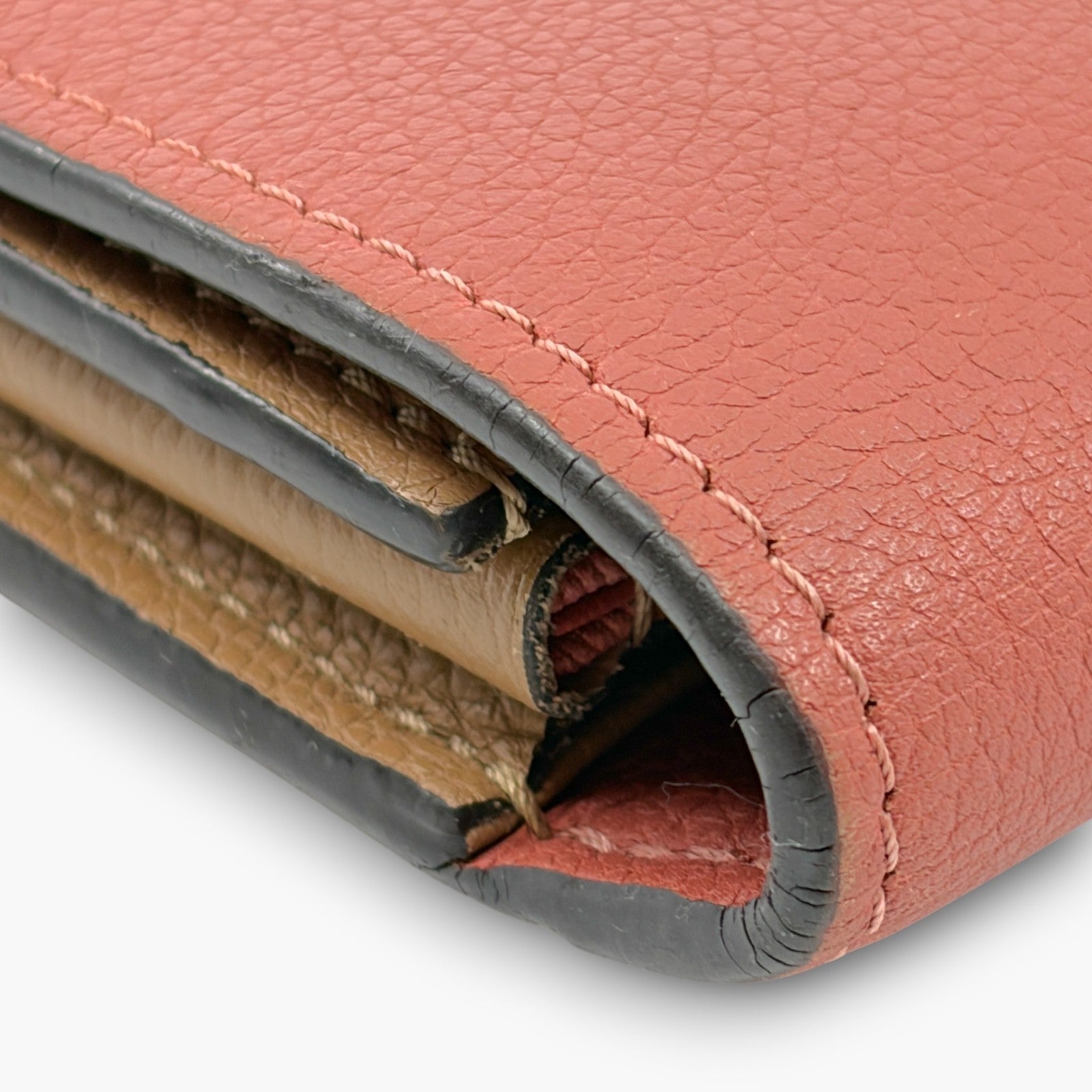 Louis Vuitton Portefeuille Lockme II Long Wallet Pink Beige Leather