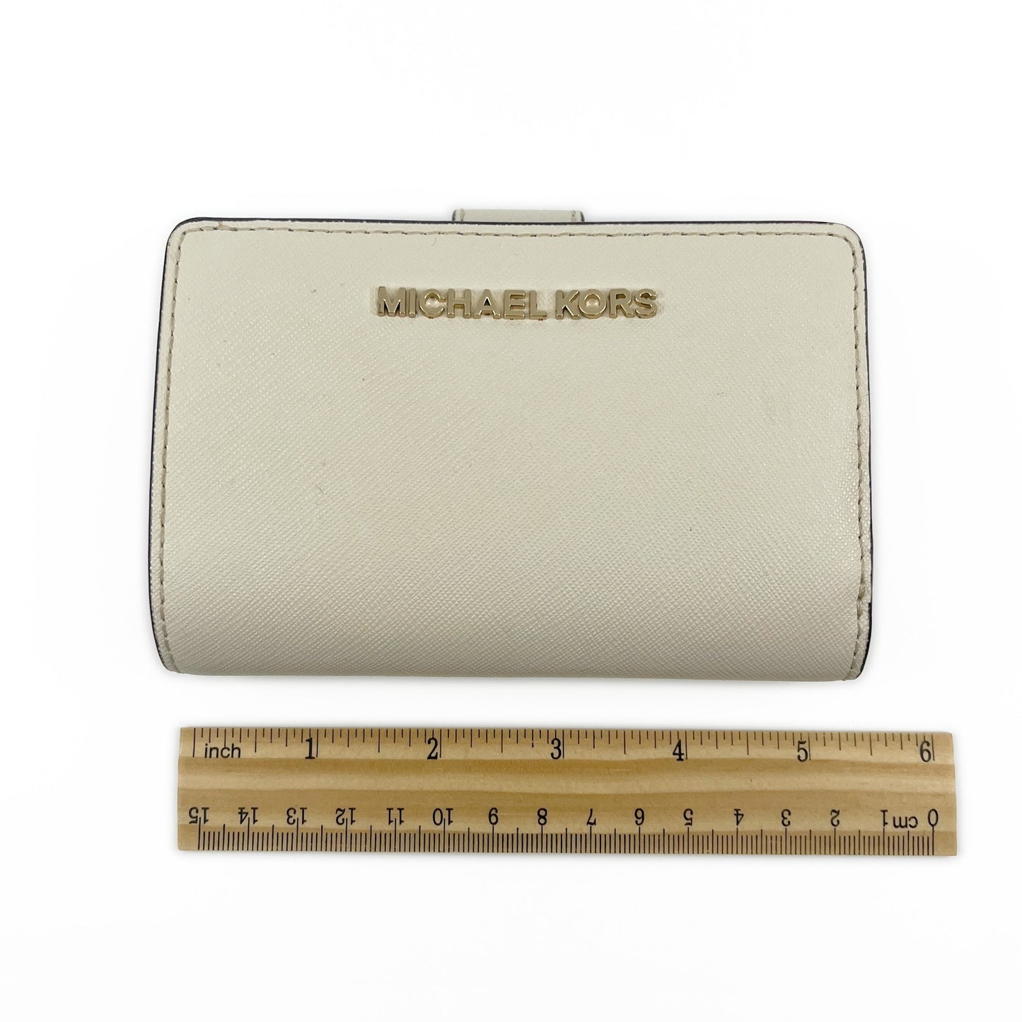 Michael Kors White Leather Compact Bifold Wallet