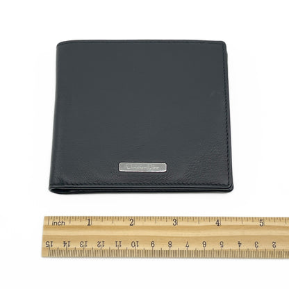 Christian Dior Black Leather Bifold Wallet with Silver Logo Plate