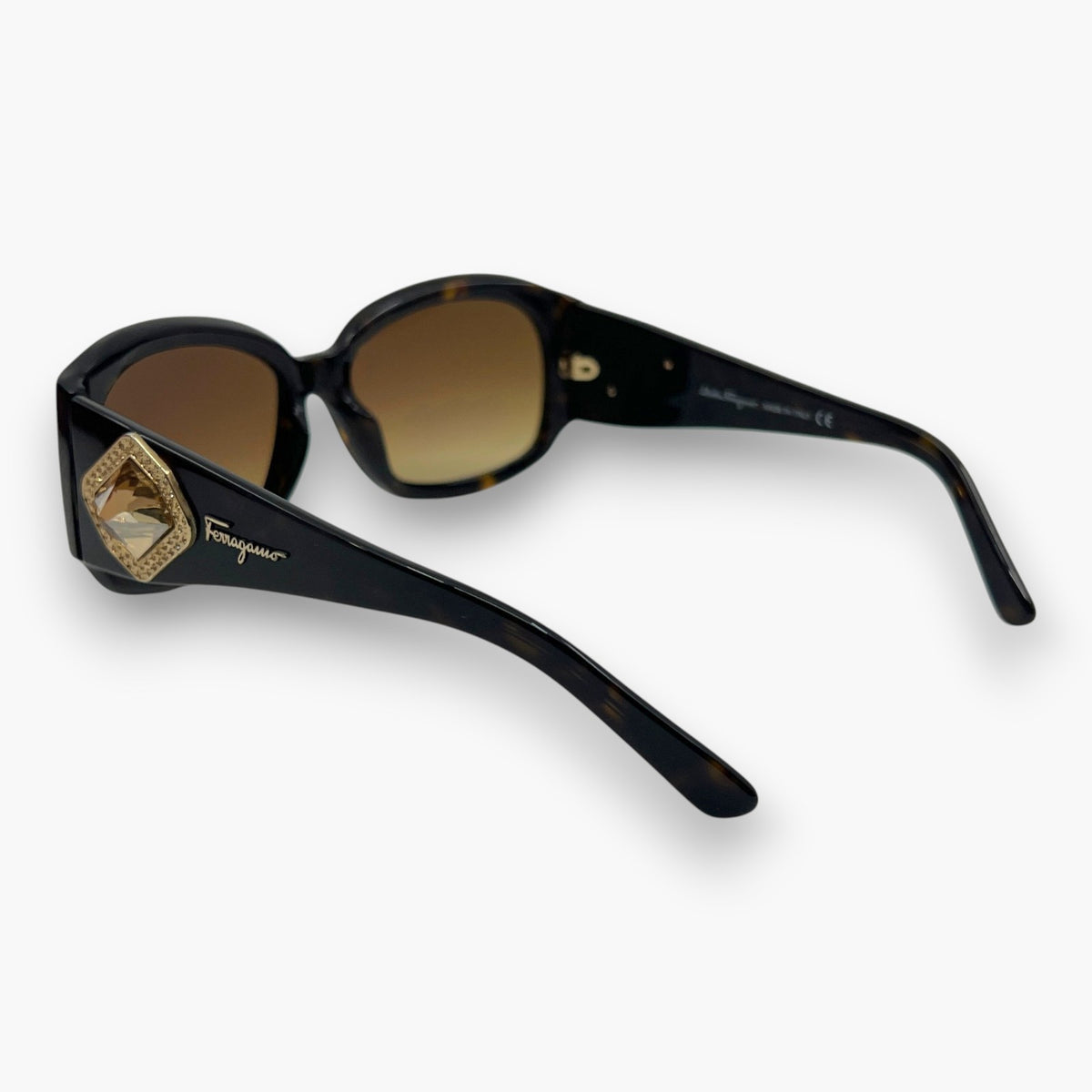 Ferragamo Rhinestone Sunglasses Brown Tortoise 2146-B W/ Case Box
