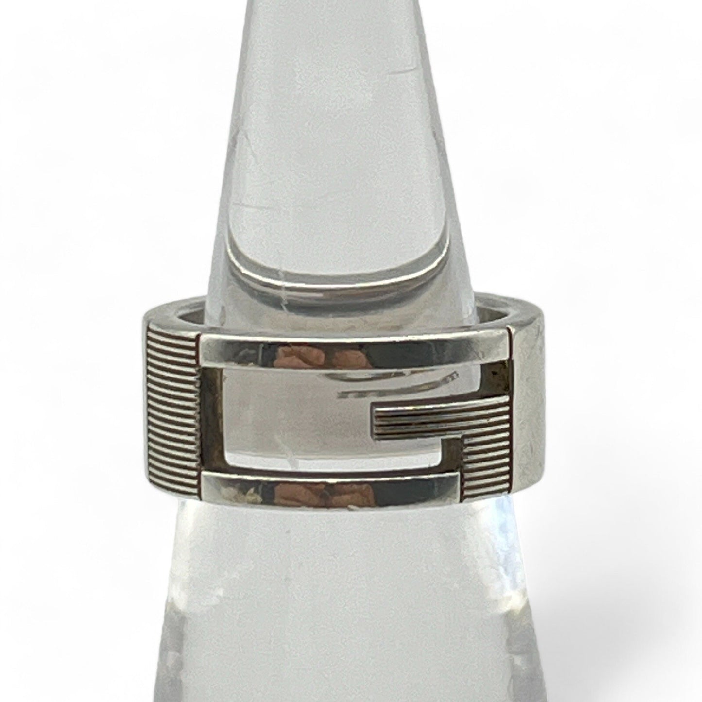 Gucci G Logo Ring Silver 925 Size 5 w/Box & Storage Bag