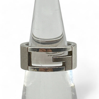 Gucci G Logo Ring Silver 925 Size 5 w/Box & Storage Bag