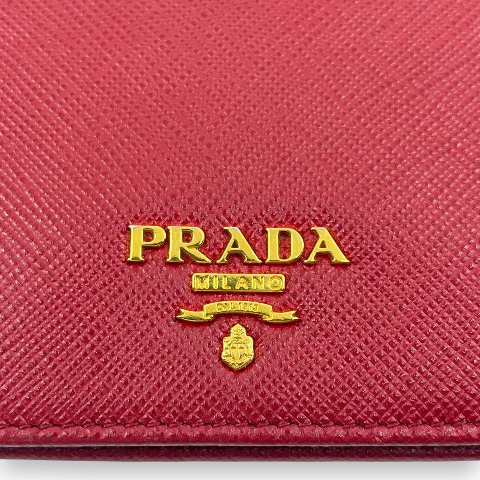 Prada Saffiano Leather Bifold Compact Wallet in Red w/ Box
