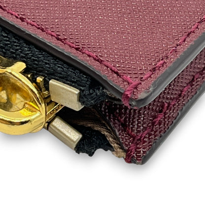 Marc Jacobs Burgundy Leather Zip Card Case Wallet Key Ring ID Window