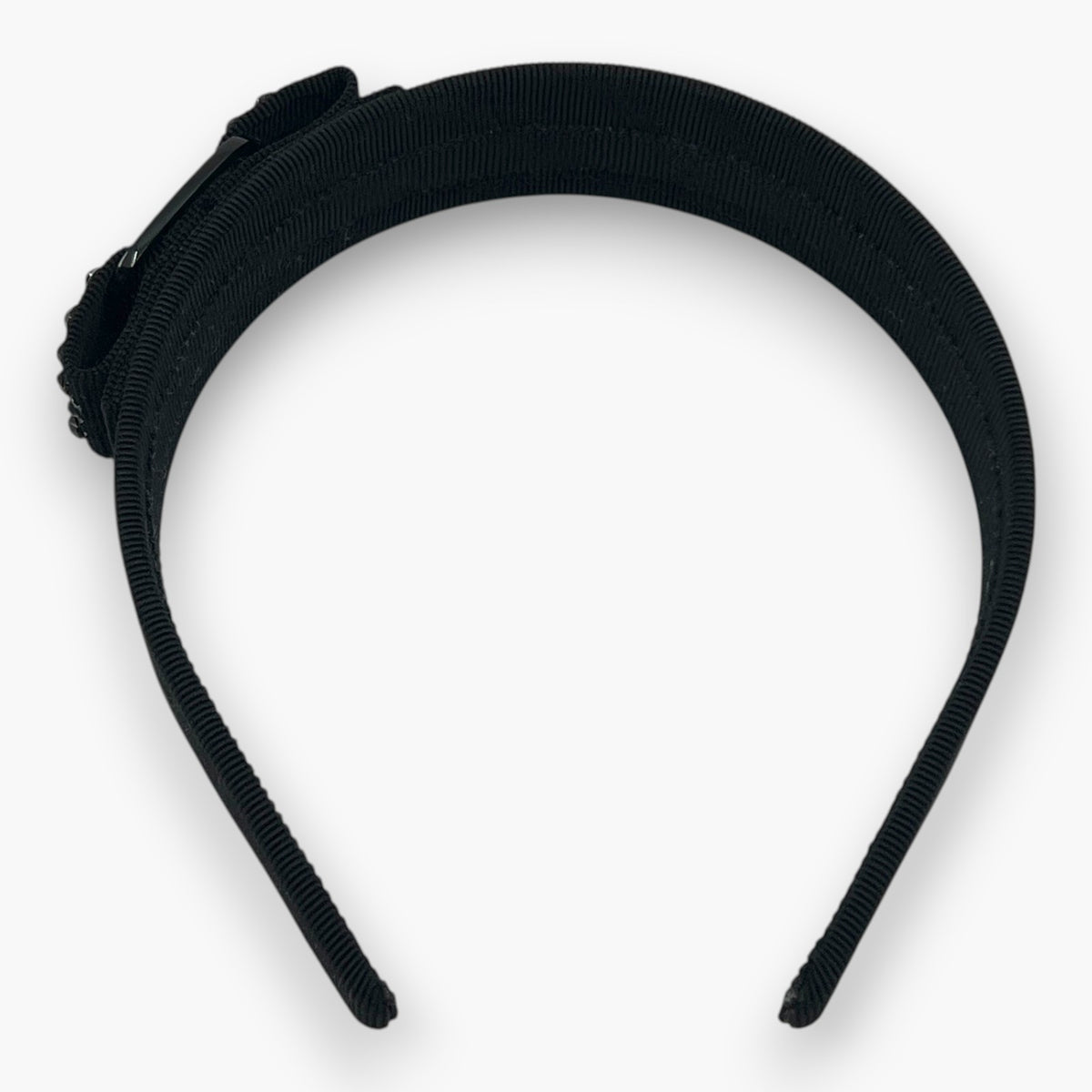 Salvatore Ferragamo Vara Ribbon Headband Crystal Black Italy W/ Dust Bag