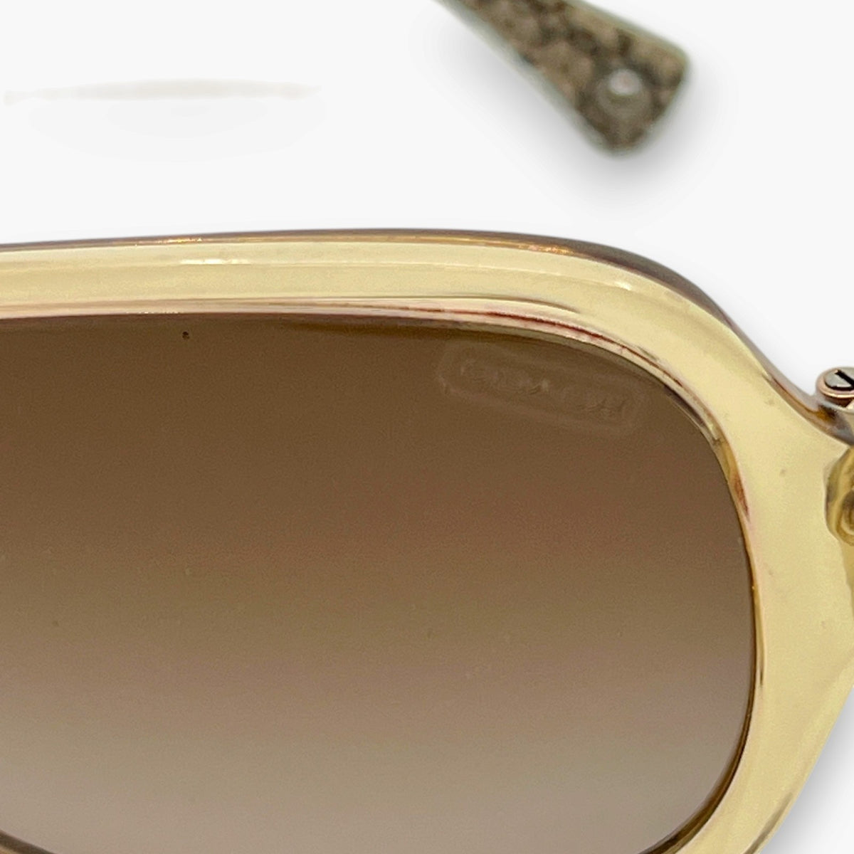 COACH Sunglasses HC8019A L506 Beatrice Sand Brown Frame Signature Temple Logo