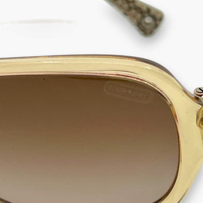 COACH Sunglasses HC8019A L506 Beatrice Sand Brown Frame Signature Temple Logo