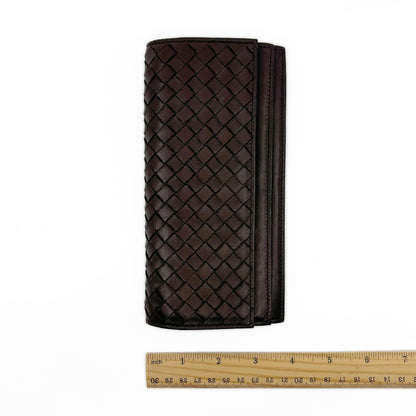 Bottega Veneta Intrecciato Brown Leather Long Wallet w/ Box