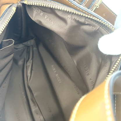 Nina Rich Leather Shoulder Bag Brown Key Case Necklace 3 Set