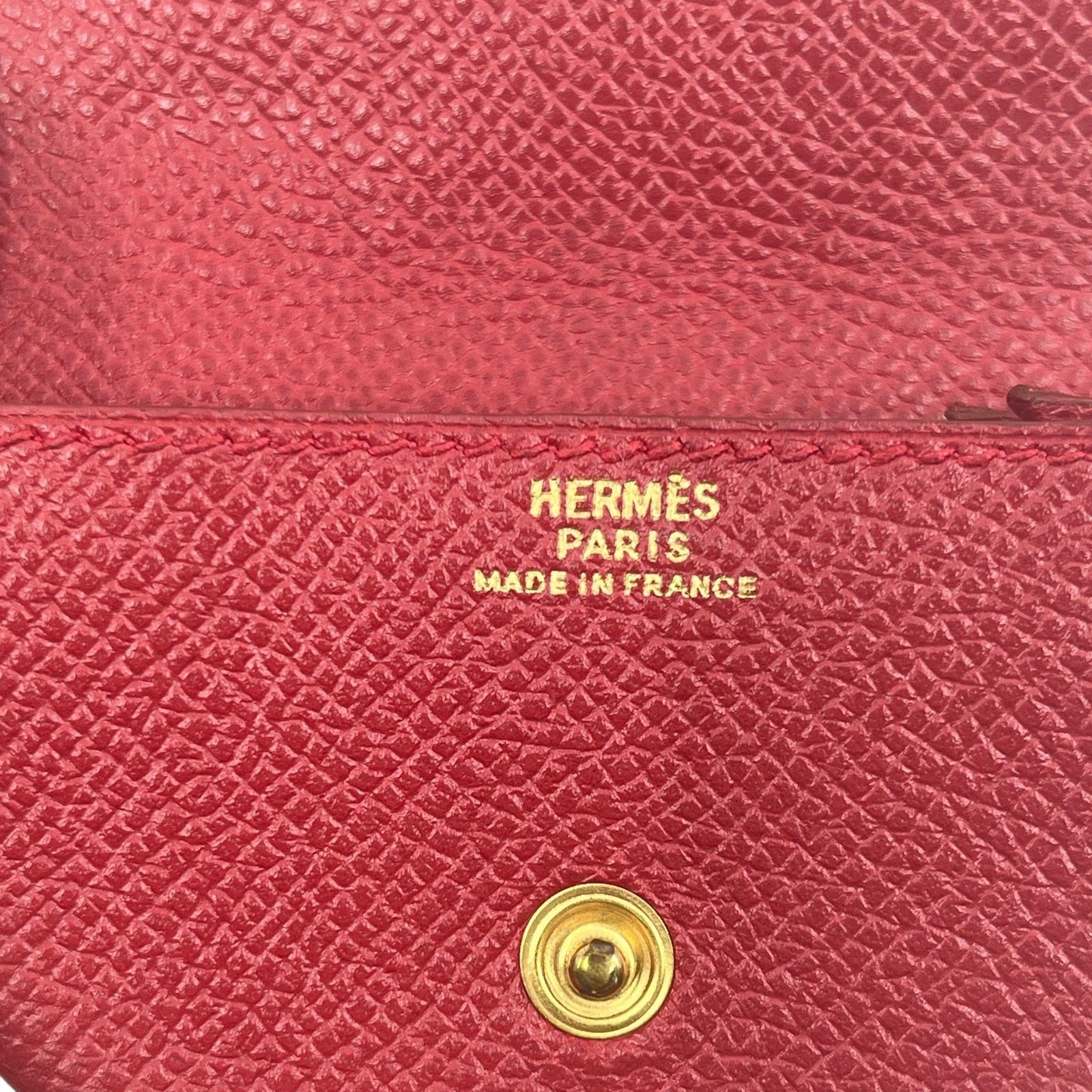 Hermes Le 24 Coin Purse in Red Epsom Leather with Gold Tone Hardware