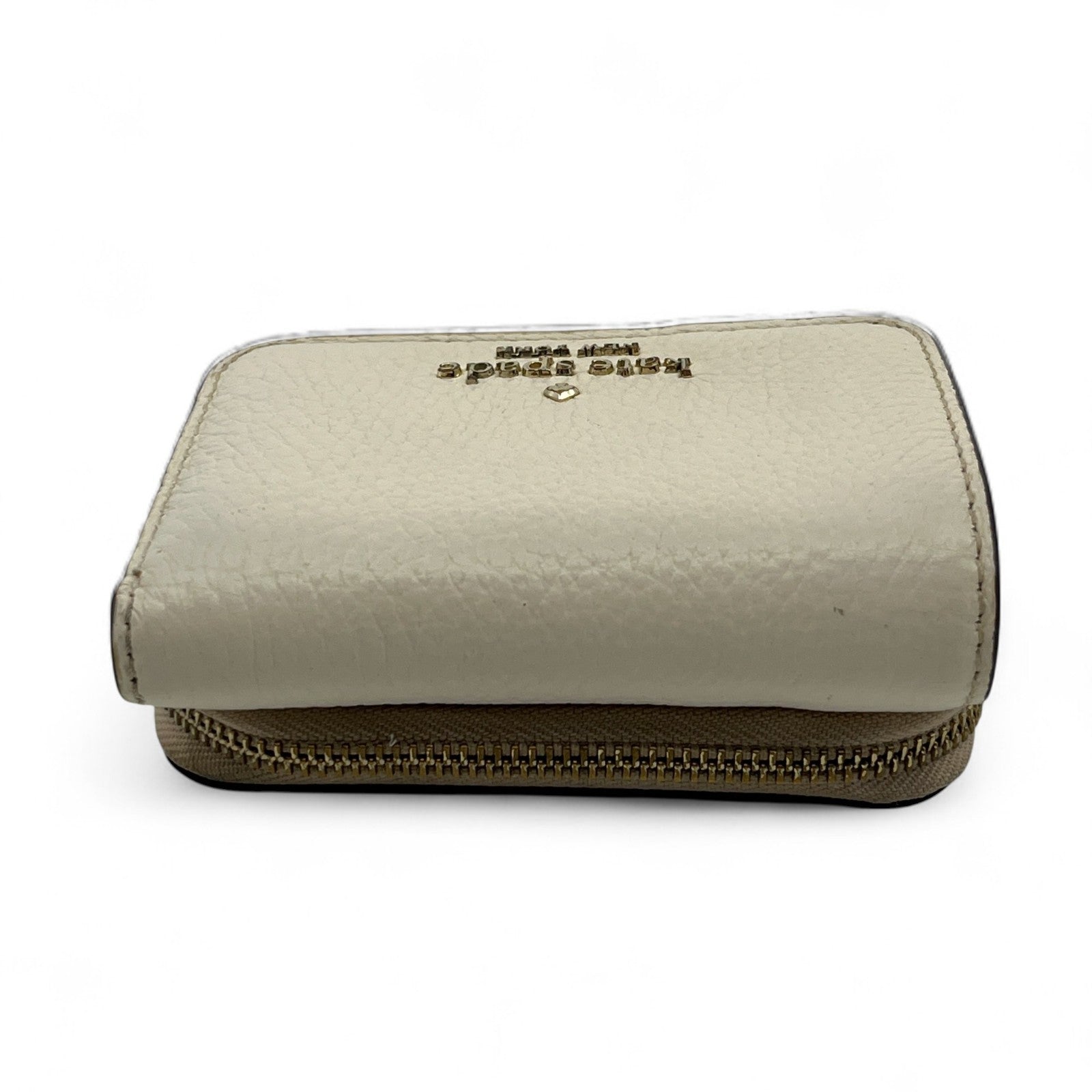 Kate Spade Off White Beige Leather Trifold Wallet Zip Coin Purse