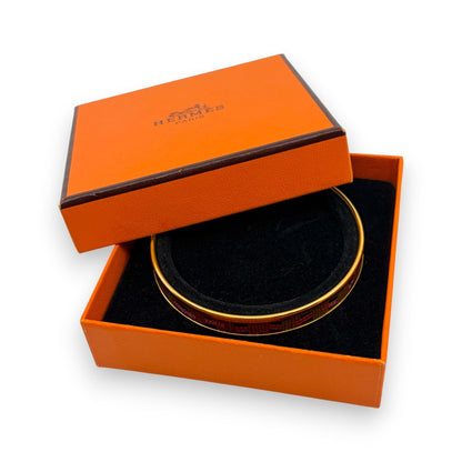 Hermes Enamel Bracelet Bangle Émail PM Gold Black w/ Box