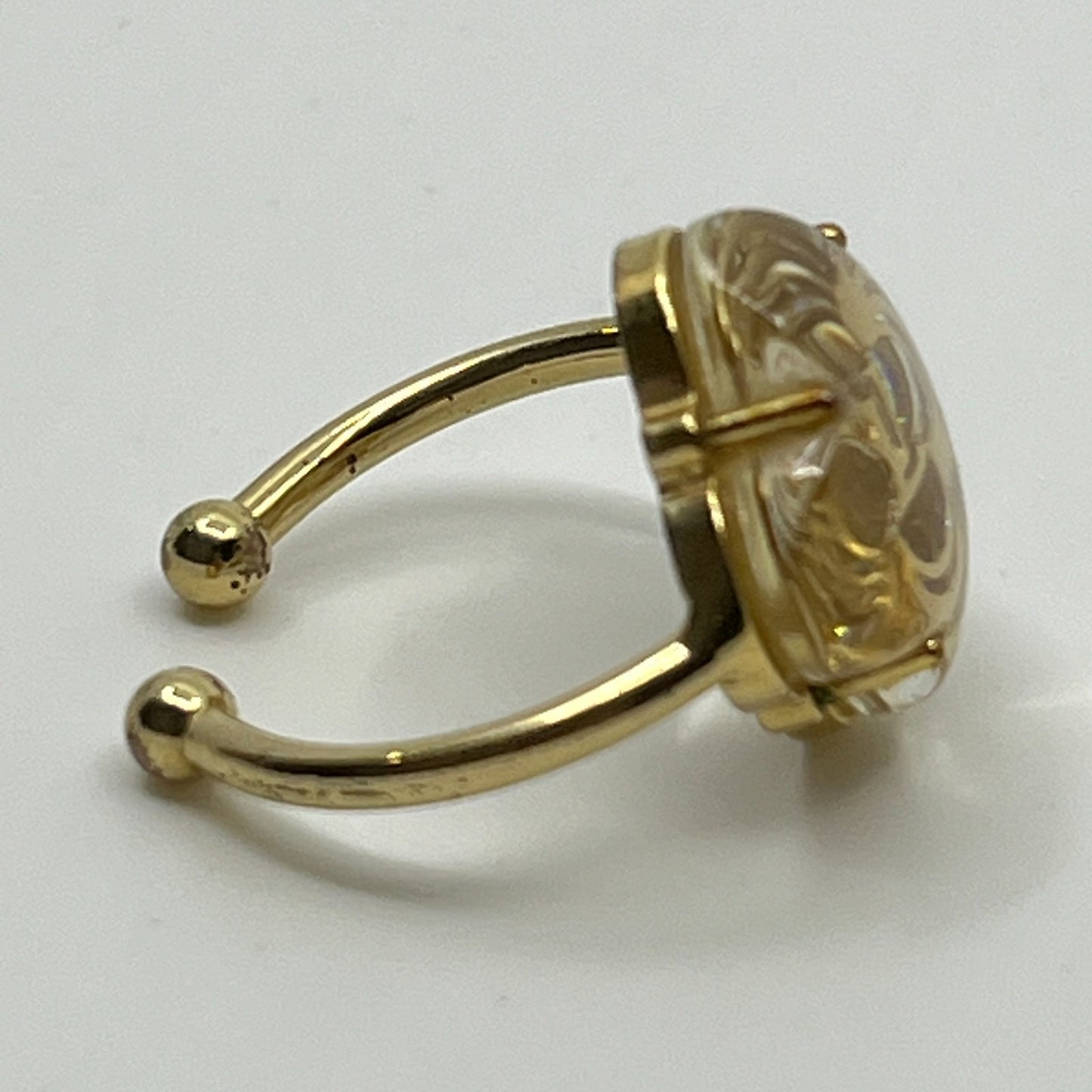 Louis Vuitton Monogram Flower Resin Ring Gold Tone Size US 3.5 (Japan 5) Pinky