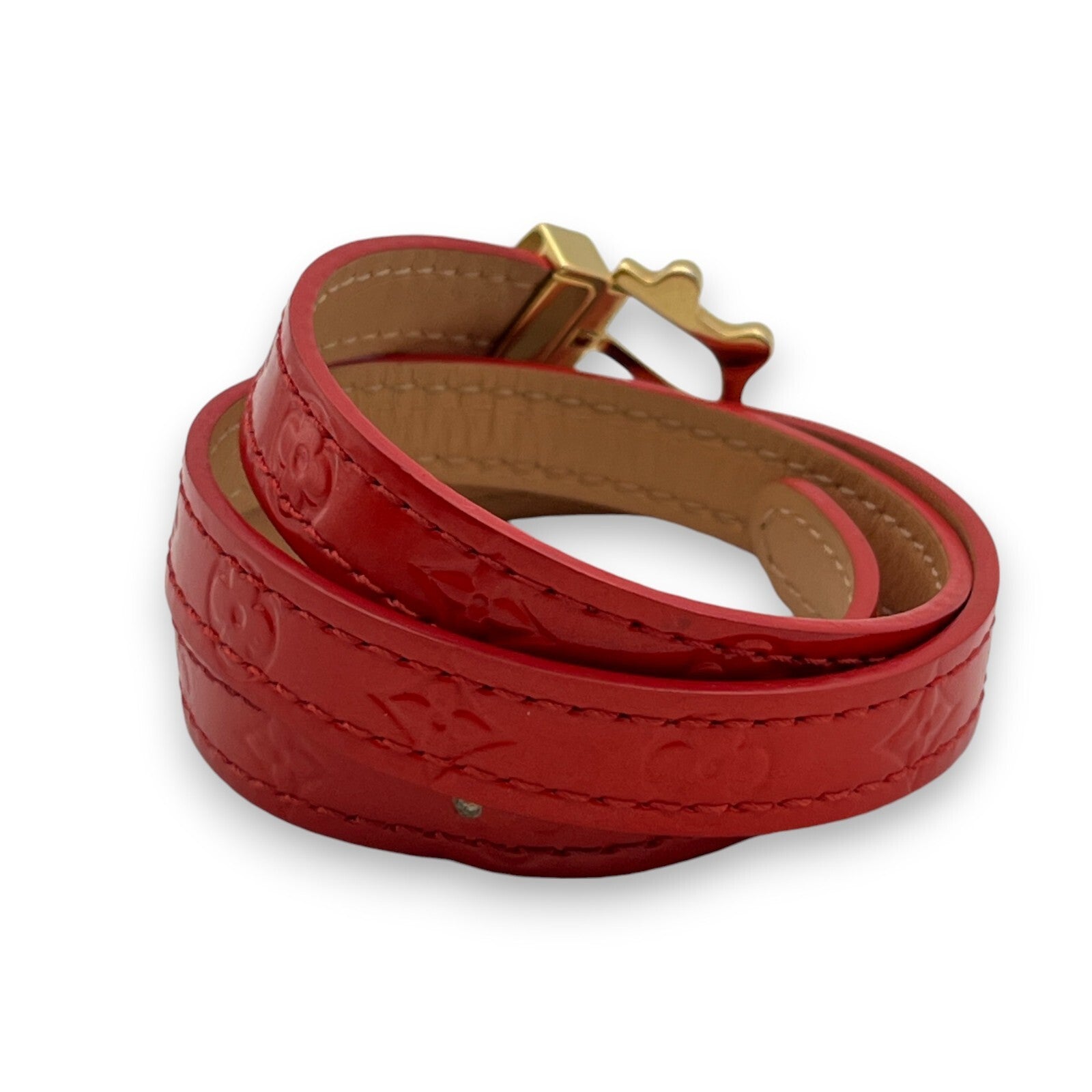 Louis Vuitton Monogram Vernis Triple Tour Bracelet Red