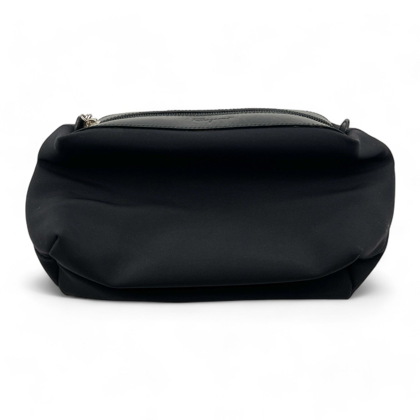 Salvatore Ferragamo Fabric and Leather Pouch in Black
