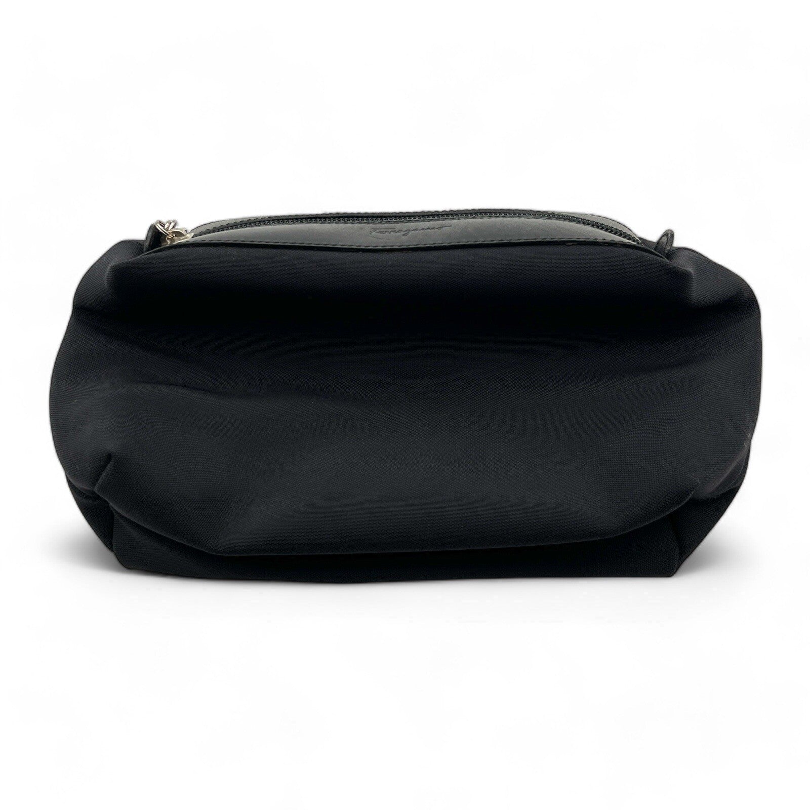 Salvatore Ferragamo Fabric and Leather Pouch in Black